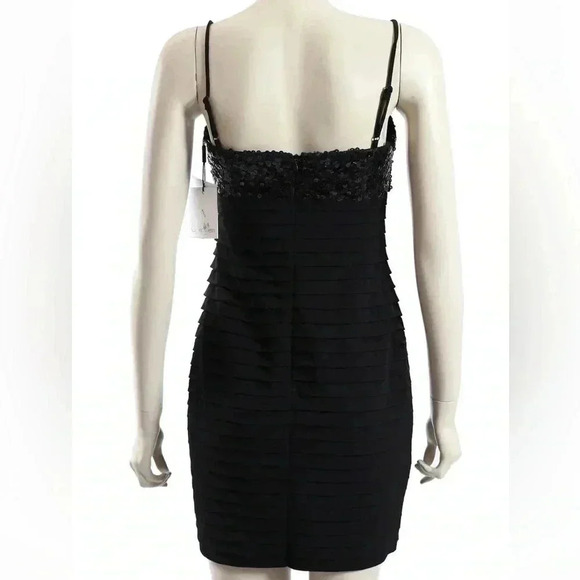 Calvin Klein Jet Black Polyester Sequin Bust Shutter Pleat Dress sz 4 - Picture 6 of 6
